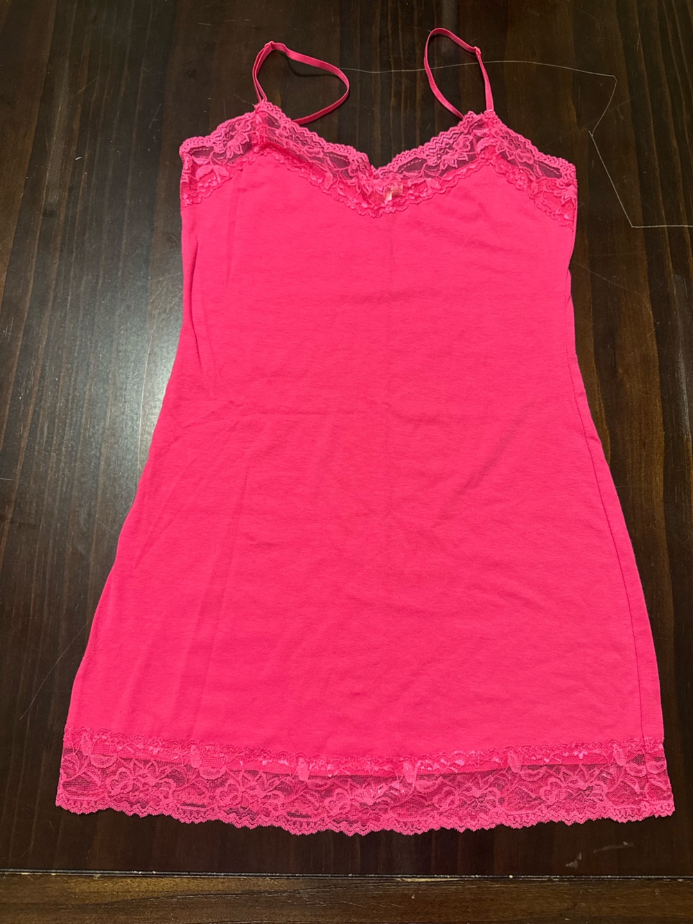 Bozzolo Hot Pink Lace-Trim Tank Slip